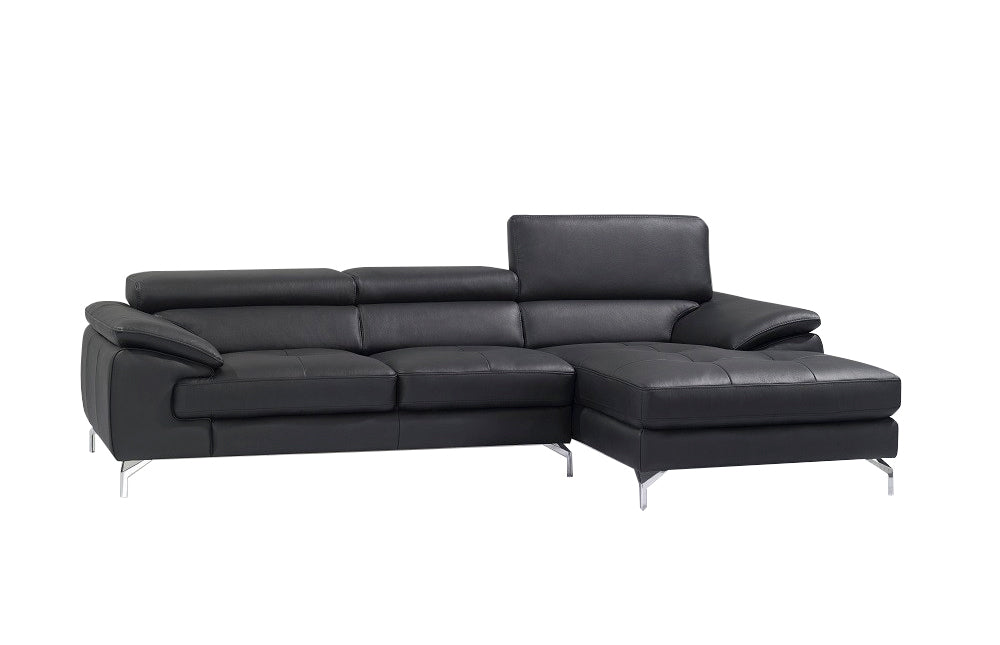 A973b Premium Leather Mini Sectional in Black | J&M Furniture