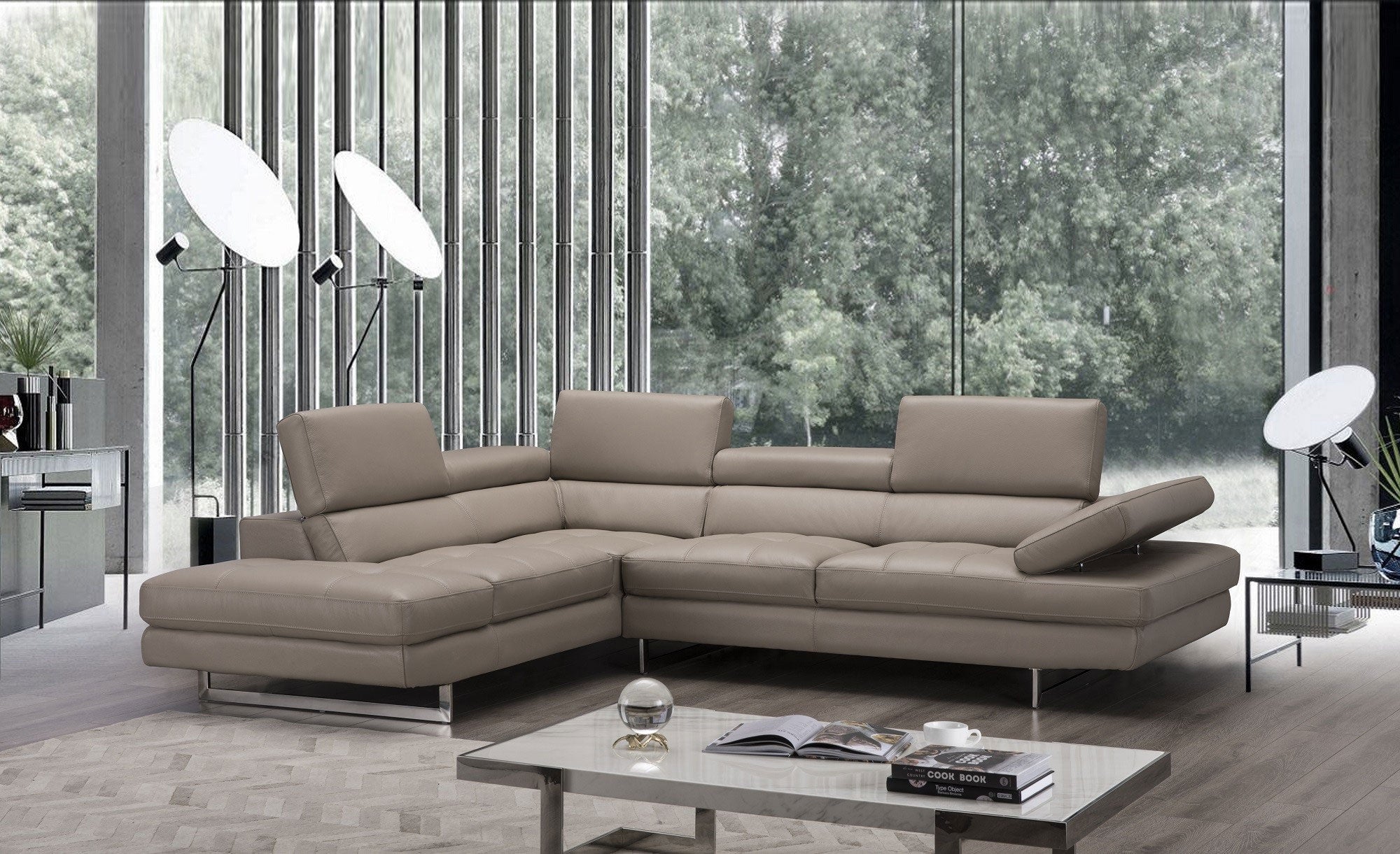 Forza A761 Italian Leather Sectional In Peanut