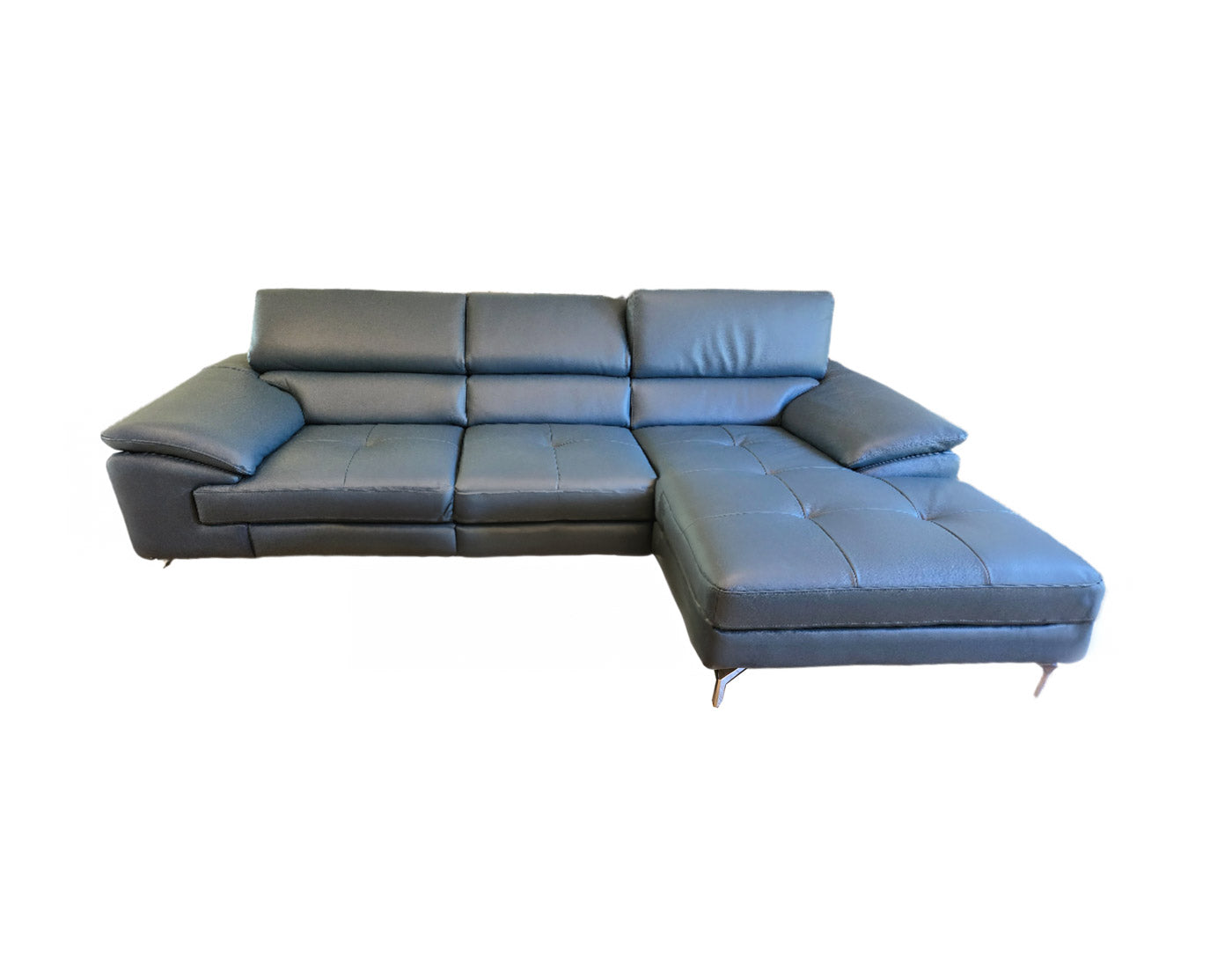 A973b Premium Leather Mini Sectional in Azure Blue | J&M Furniture