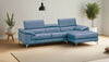 A973b Premium Leather Mini Sectional in Azure Blue | J&M Furniture