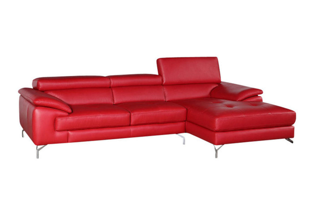 A973b Premium Leather Mini Sectional in Red | J&M Furniture