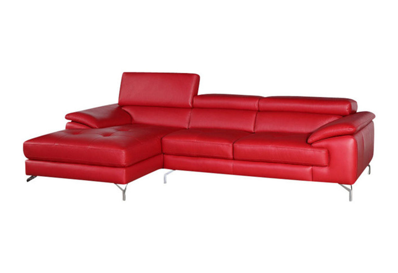 A973b Premium Leather Mini Sectional in Red | J&M Furniture