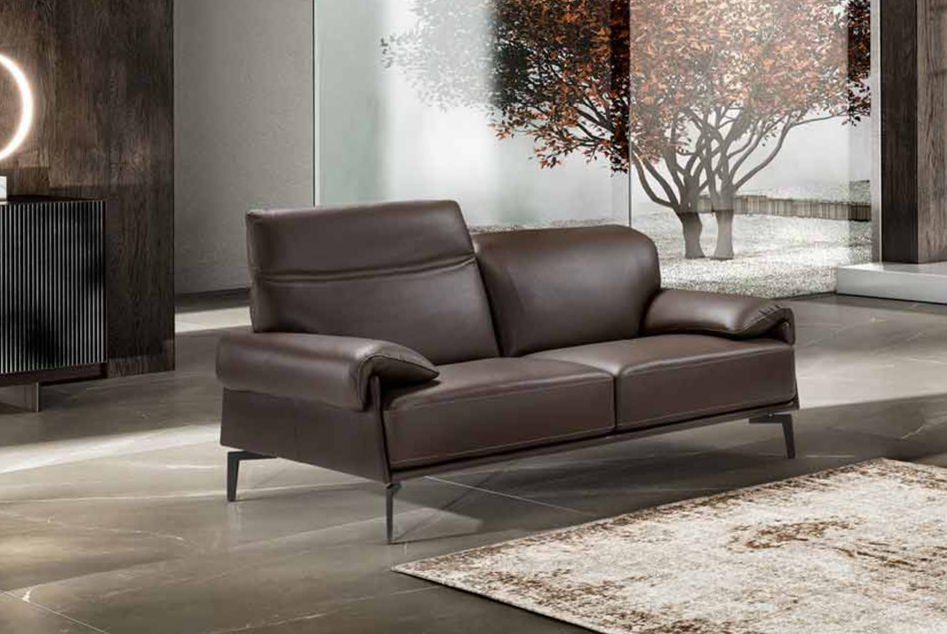 Norma Leather Loveseat in Walnut | Max Divani