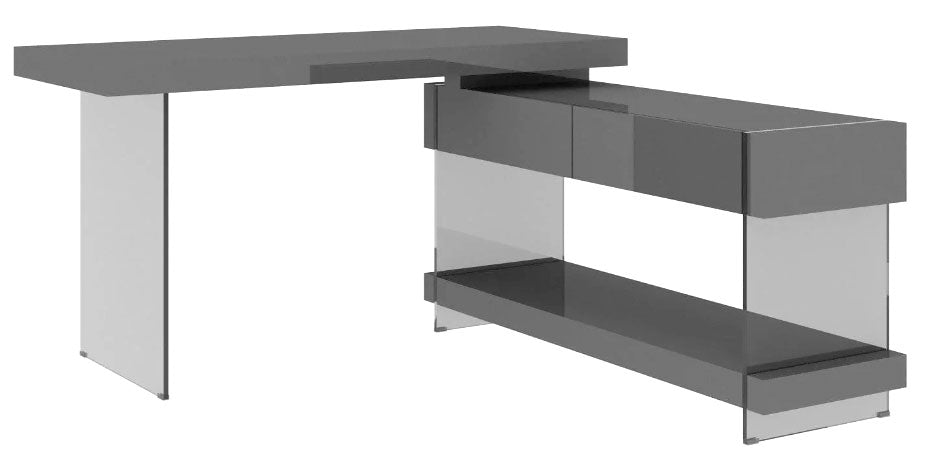 Grey Cloud Modern Desk in High Gloss | J&M Furniture