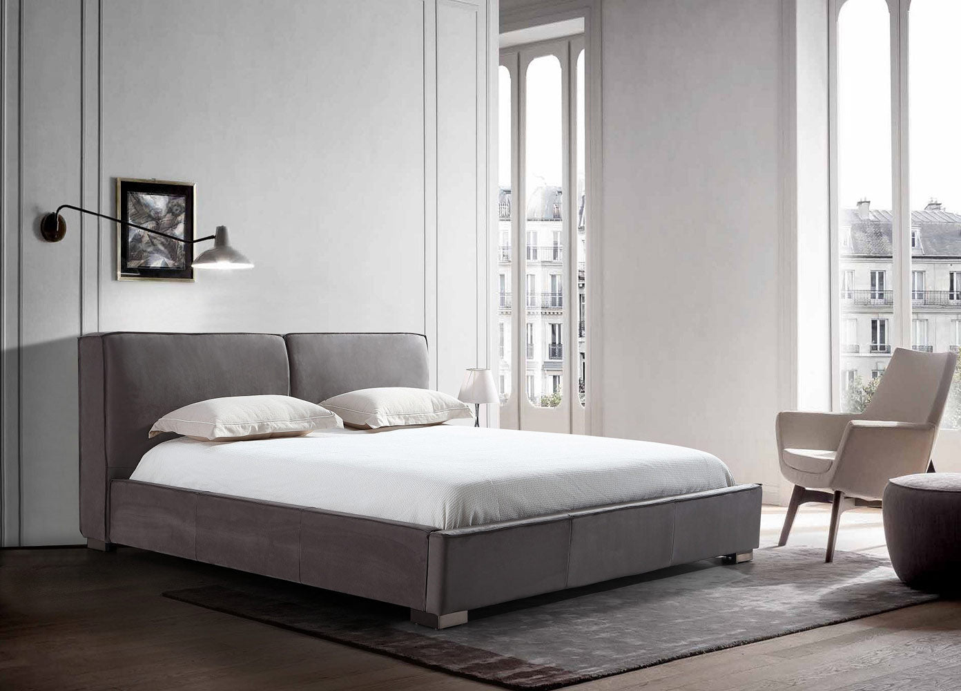 Serene Upholstered Bed in Grey | J&M Furniture