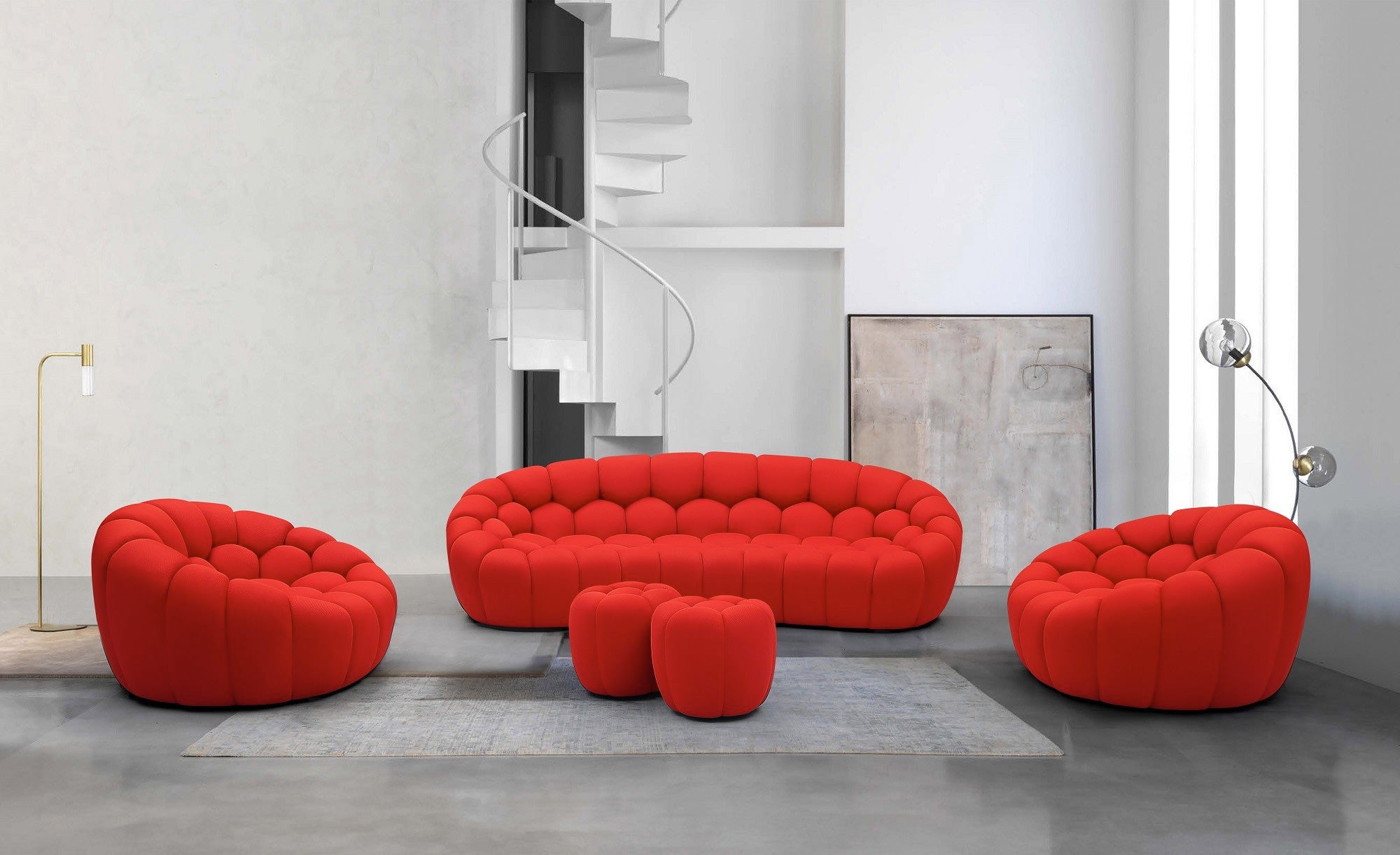 Fantasy Fabric Sofa in Red